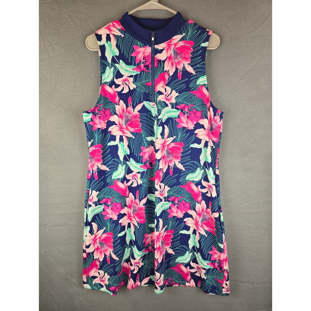 Tommy Bahama Racquet & Paddle Dress Women XL Tropical Floral Tennis Golf Active